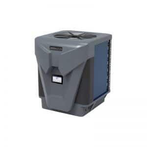 A modern, angular swimming Astral Top Discharge Inverter pool heat pump.
